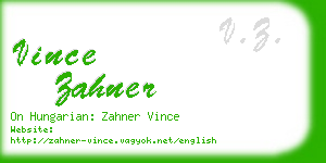 vince zahner business card